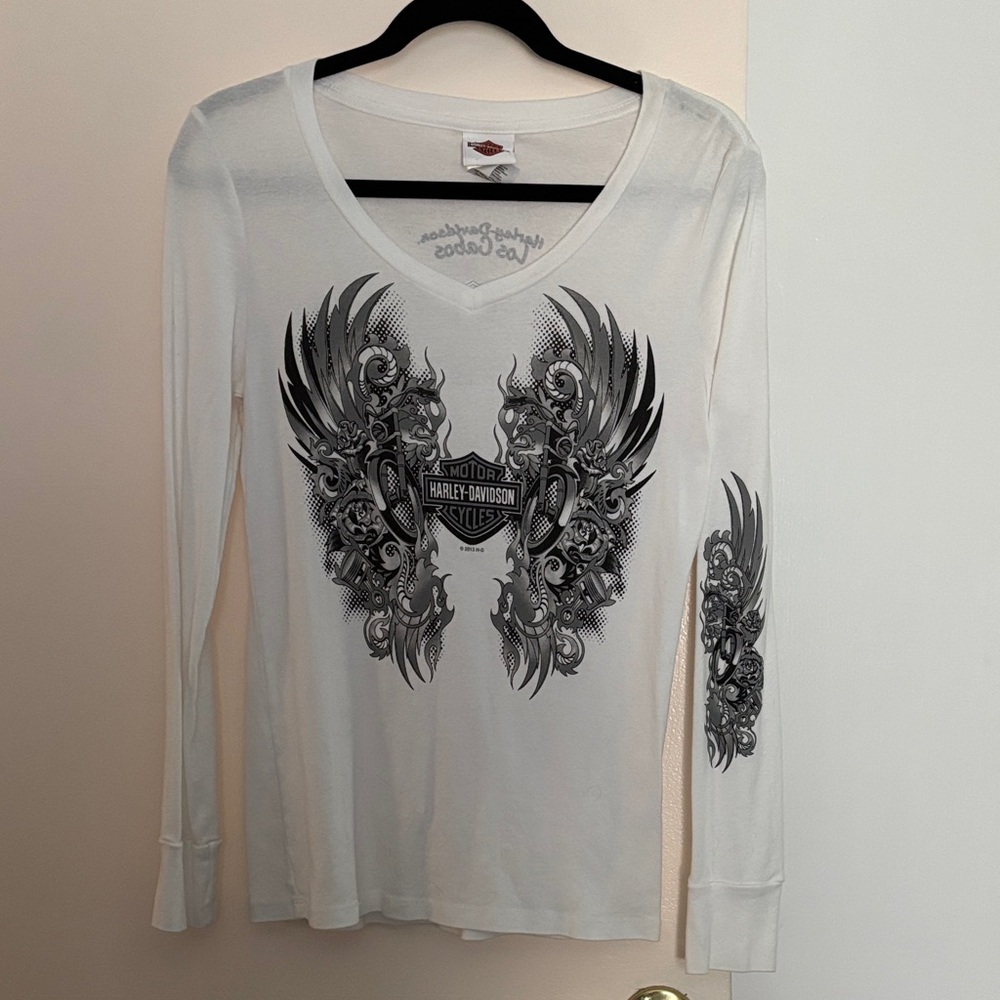 Harley-Davidson V-Neck Long Sleeve with Black Graphic